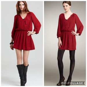 Joie Red Molly Cross-front Silk Dress Size XS